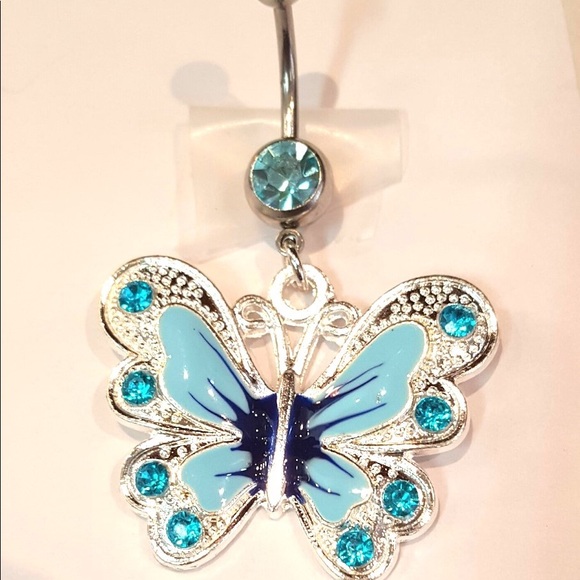 Enamel navel bar hand designer charm butterfly - Picture 1 of 1